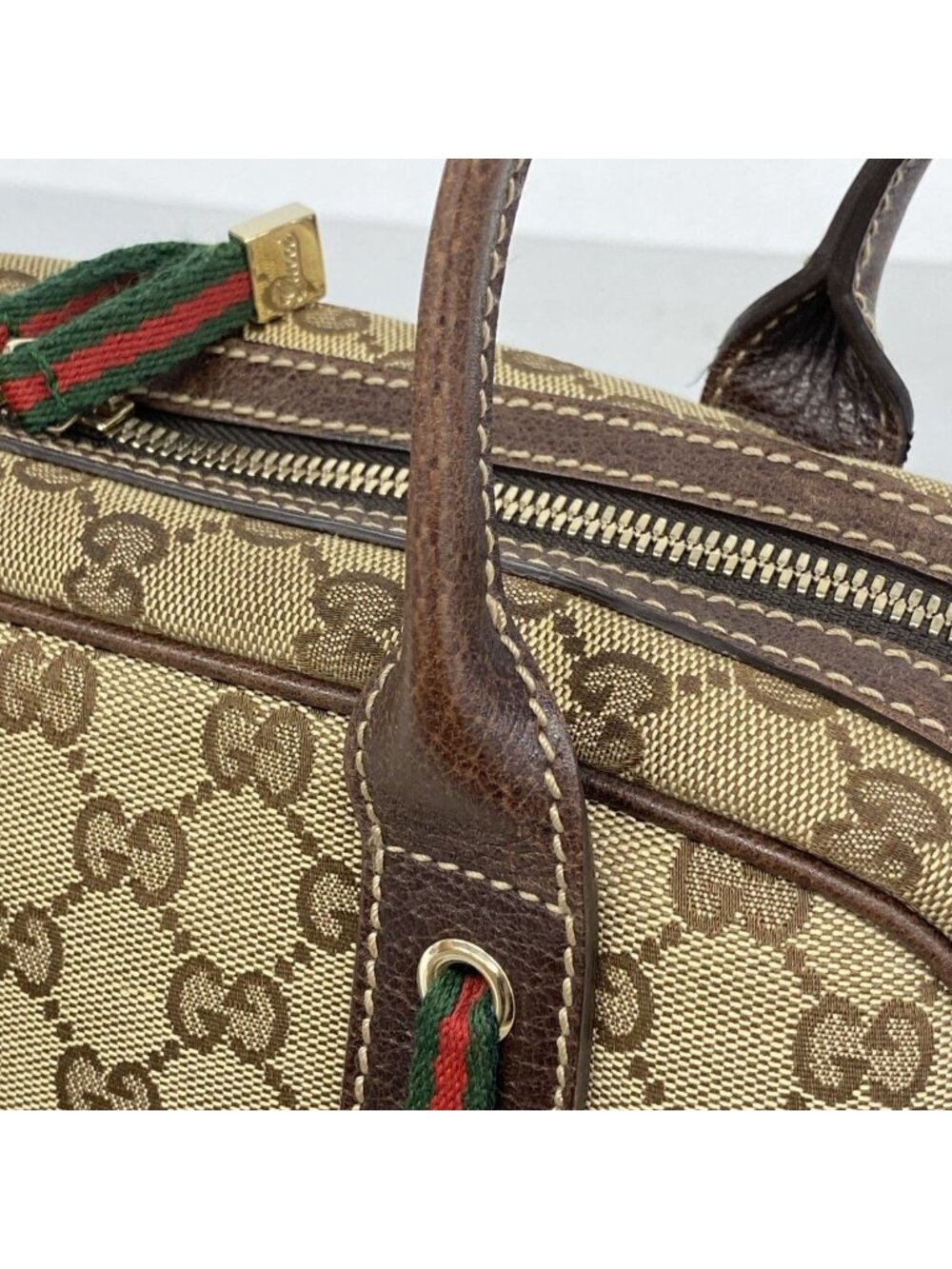 ★SOLD★ Gucci Shoulder Bag GG Canvas Sherry Line Beige Brown Gold - Picture 7 of 9
